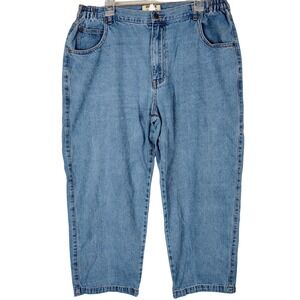 Duke Haband Mens Classic Fit Elastic Waist Blue Denim Jeans 40/S Medium Wash